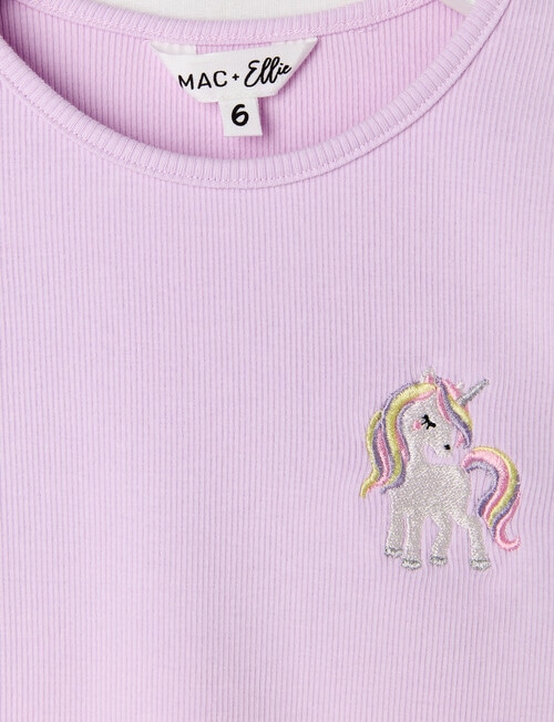 Mac & Ellie Embroidered Unicorn Long Sleeve Rib Tee, Lavender product photo View 02 L