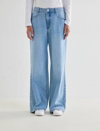 Denim Republic Relaxed Wide Leg Jean, Blue Dusk product photo