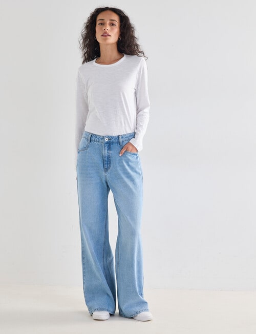 Denim Republic Relaxed Wide Leg Jean, Blue Dusk product photo View 03 L