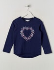 Mac & Ellie Floral Heart Long Sleeve Tee, Navy product photo