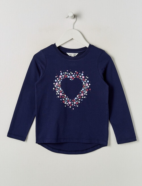 Mac & Ellie Floral Heart Long Sleeve Tee, Navy product photo