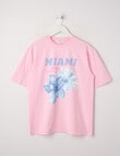 Switch Hibiscus Short Sleeve Oversized Tee, Baby Pink product photo