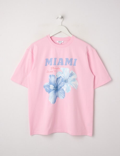 Switch Hibiscus Short Sleeve Oversized Tee, Baby Pink product photo