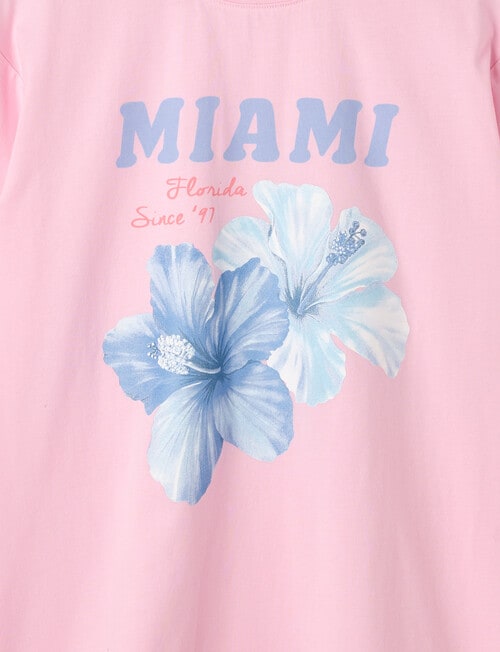 Switch Hibiscus Short Sleeve Oversized Tee, Baby Pink product photo View 02 L