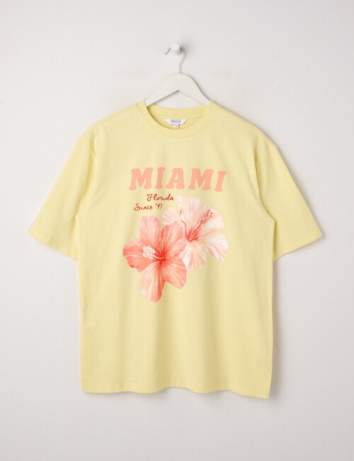 Switch Hibiscus Short Sleeve Oversized Tee, Lemon product photo