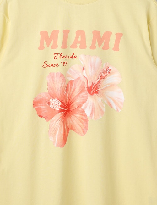 Switch Hibiscus Short Sleeve Oversized Tee, Lemon product photo View 02 L