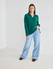 Zest Ribbed Collared Sweater, Evergreen product photo View 03 S