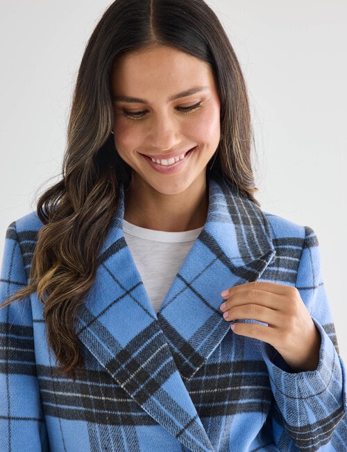 Whistle Check Pea Coat, Marina Blue product photo View 04 L