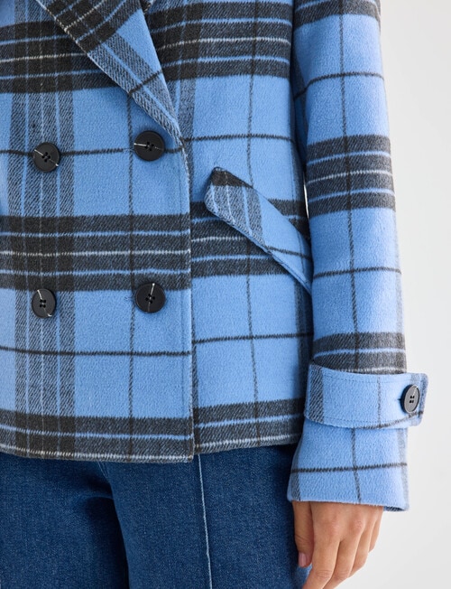 Whistle Check Pea Coat, Marina Blue product photo View 05 L