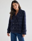 Whistle Check Pea Coat, Navy product photo