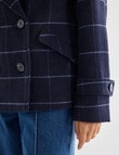 Whistle Check Pea Coat, Navy product photo View 06 S