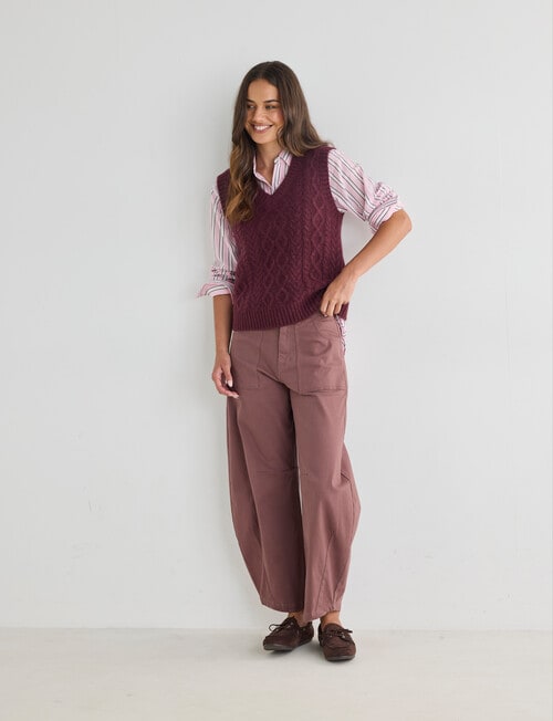 Zest Cable Knit Vest, Wine product photo View 07 L