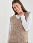 Zest Cable Knit Vest, Taupe product photo