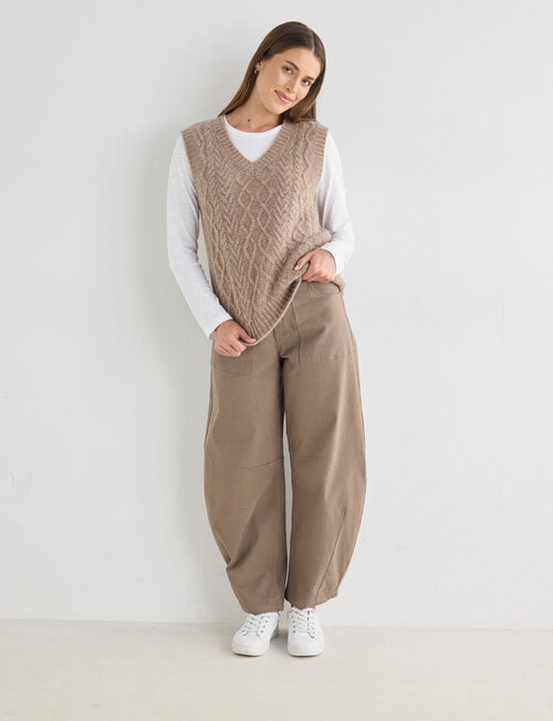 Zest Cable Knit Vest, Taupe product photo View 03 L