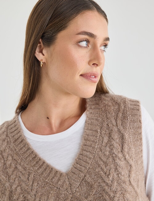 Zest Cable Knit Vest, Taupe product photo View 04 L