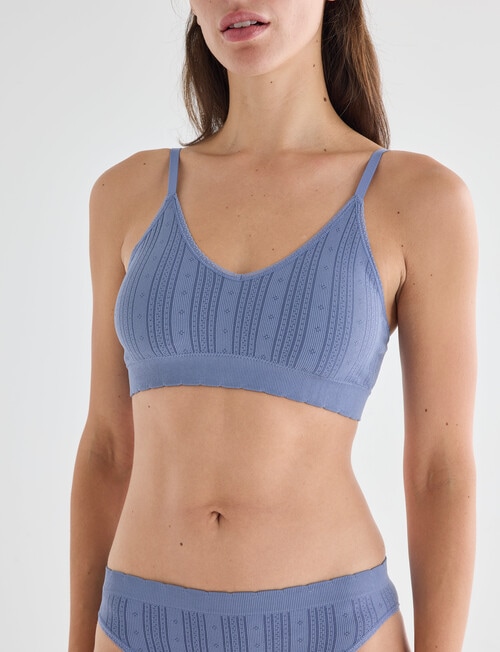 Honey Vegas Pointelle Scallop Crop Bra, Steel product photo