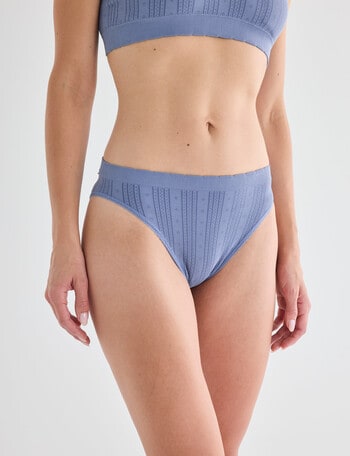 Honey Vegas Pointelle Scallop Hi-Cut Brief, Steel product photo