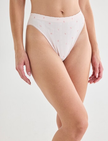 Honey Vegas Pointelle Scallop Hi-Cut Brief, Pink Print product photo