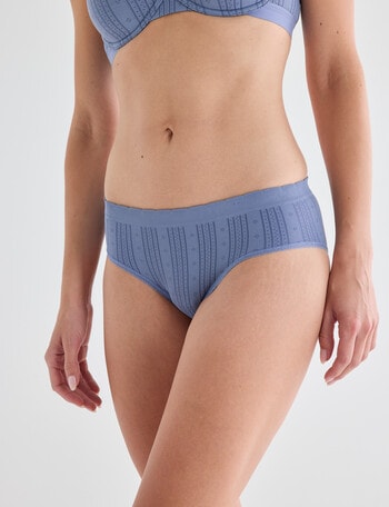 Honey Vegas Pointelle Scallop Boyleg Brief, Steel product photo