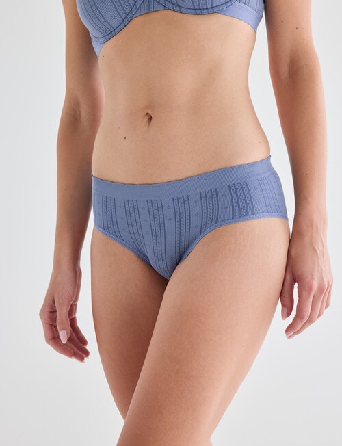 Honey Vegas Pointelle Scallop Boyleg Brief, Steel product photo