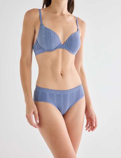 Honey Vegas Pointelle Scallop Boyleg Brief, Steel product photo View 03 L