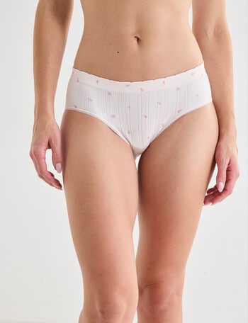 Honey Vegas Pointelle Scallop Boyleg Brief, Pink Print product photo