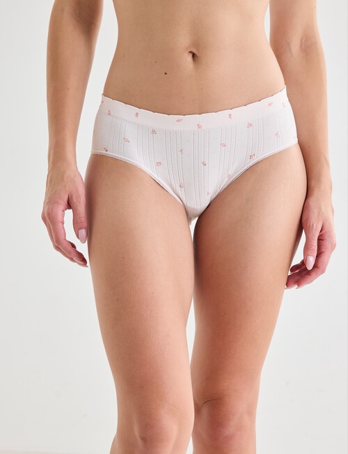 Honey Vegas Pointelle Scallop Boyleg Brief, Pink Print product photo