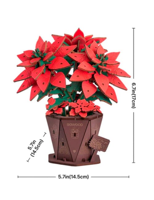 DIY Kits Rowood Wood Bloom Craft Poinsettia, TF001 product photo View 03 L