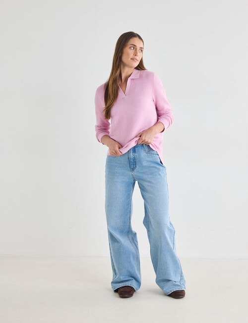 Zest Ribbed Collared Sweater, Orchid product photo View 03 L