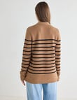 Zest Ribbed Collared Sweater, Taupe Stripe product photo View 02 S