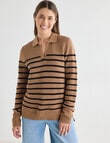 Zest Ribbed Collared Sweater, Taupe Stripe product photo View 05 S