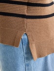 Zest Ribbed Collared Sweater, Taupe Stripe product photo View 06 S