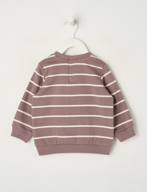 Teeny Weeny Play Time Stripe Fleece Sweatshirt, Chocolate product photo View 02 L