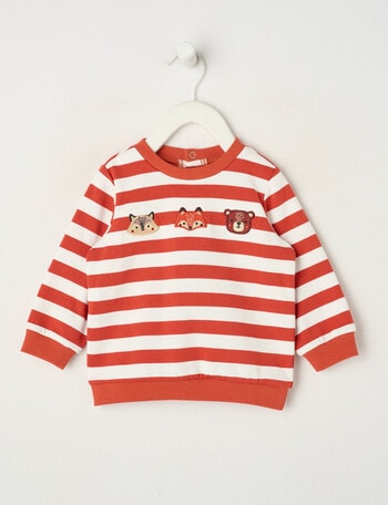 Teeny Weeny Play Time Stripe Fleece Sweatshirt, Burnt Orange product photo