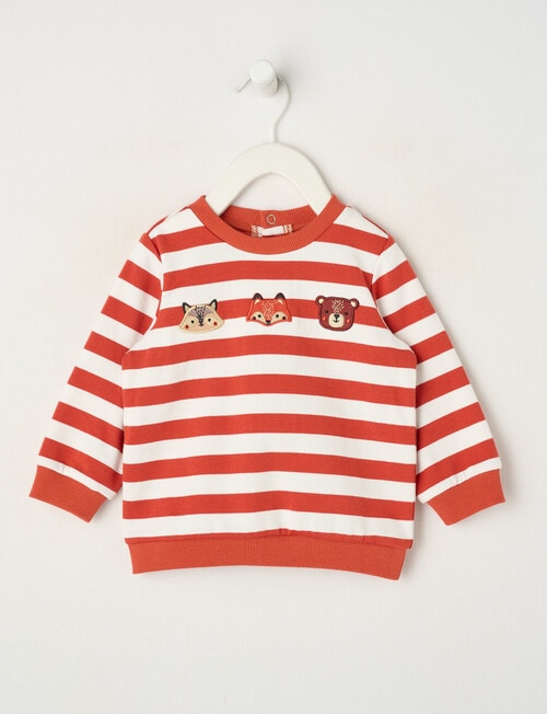 Teeny Weeny Play Time Stripe Fleece Sweatshirt, Burnt Orange product photo