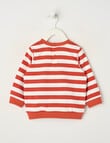 Teeny Weeny Play Time Stripe Fleece Sweatshirt, Burnt Orange product photo View 02 S