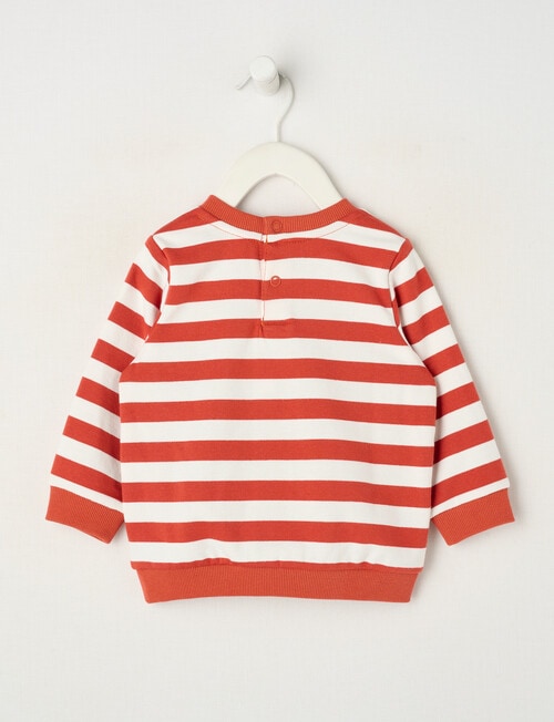Teeny Weeny Play Time Stripe Fleece Sweatshirt, Burnt Orange product photo View 02 L