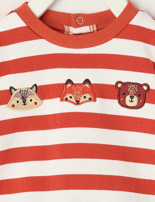 Teeny Weeny Play Time Stripe Fleece Sweatshirt, Burnt Orange product photo View 03 L
