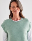 Ella J Knit Vest Crew, Sage product photo