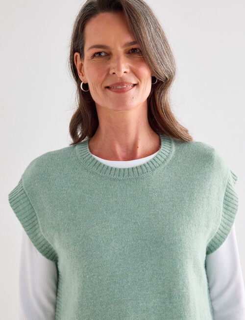 Ella J Knit Vest Crew, Sage product photo