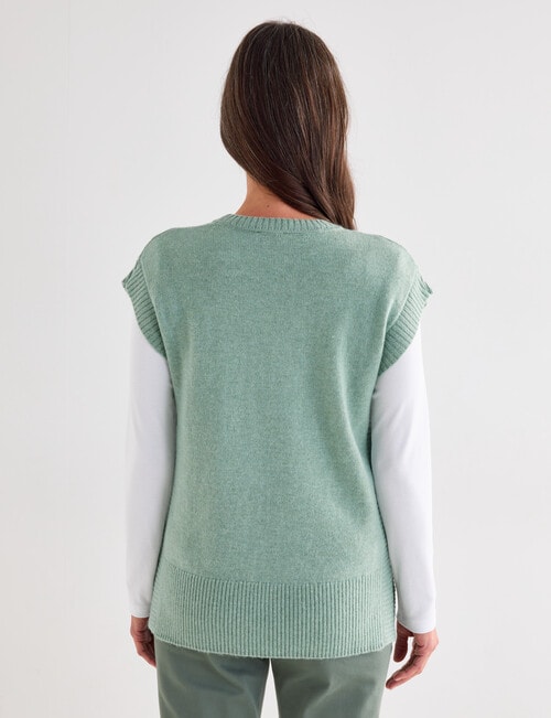 Ella J Knit Vest Crew, Sage product photo View 02 L
