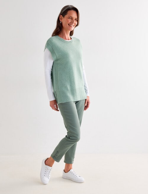 Ella J Knit Vest Crew, Sage product photo View 03 L