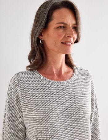 Ella J Textured Knit Top, Sage product photo