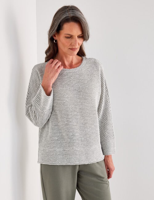 Ella J Textured Knit Top, Sage product photo View 04 L