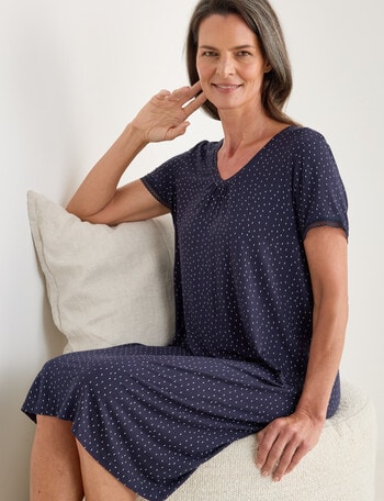 Ruby & Bloom V-Neck Nightie, Navy, 10-26 product photo