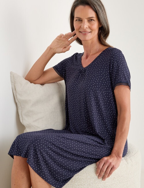 Ruby & Bloom V-Neck Nightie, Navy, 10-26 product photo