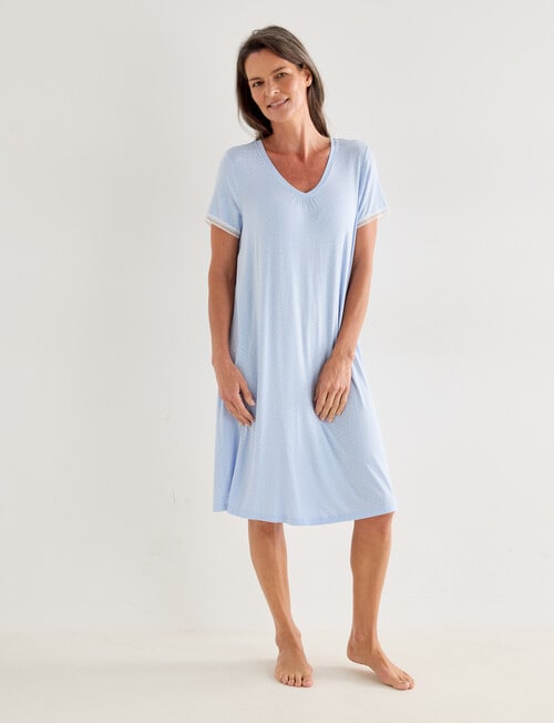Ruby & Bloom V-Neck Nightie, Pale Blue product photo View 03 L