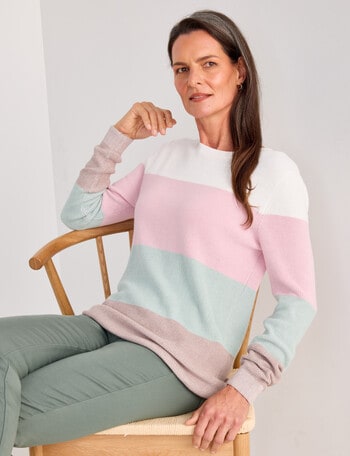 Ella J Cotton Jumper, Pastel Stripe product photo