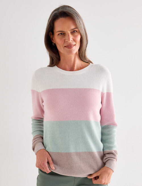 Ella J Cotton Jumper, Pastel Stripe product photo View 04 L