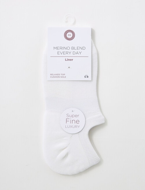 DS Socks Liner Merino Cushion Sole Sock, White, 5-11 product photo View 02 L